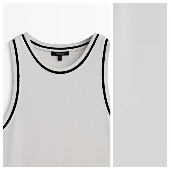 NWT. Massimo Dutti White Top with Contrast Piping Detail. Size M. - Picture 3 of 8